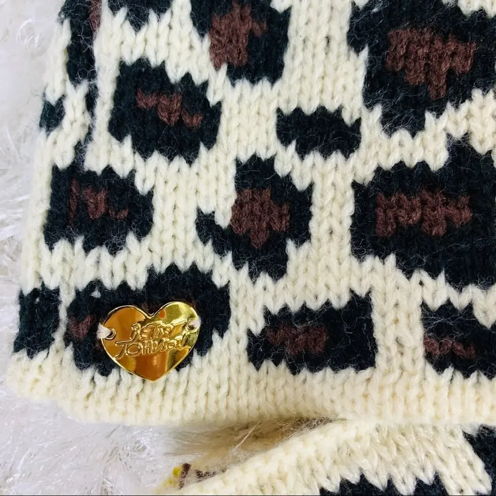 Betsey Johnson Leopard Cheetah Print Infinity Knit Scarf